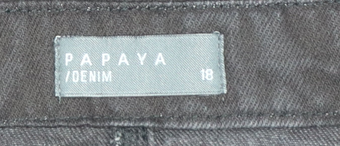 Papaya Women Black Denim Pinafore Dress Size 18 Adjustable Straps