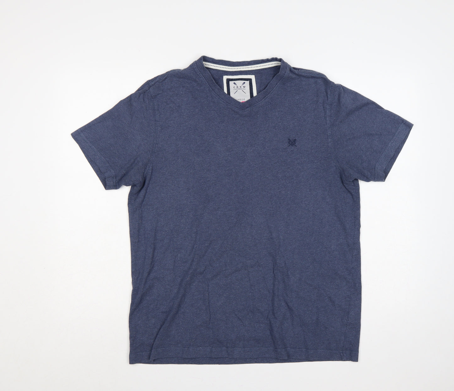 Crew Clothing Co. Men’s Blue V-Neck Logo Jersey T-Shirt Large