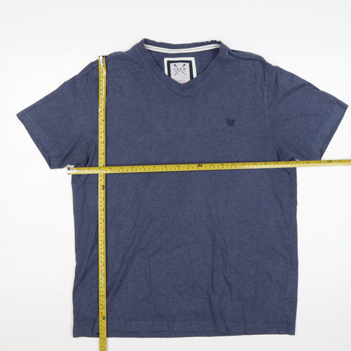 Crew Clothing Co. Men’s Blue V-Neck Logo Jersey T-Shirt Large