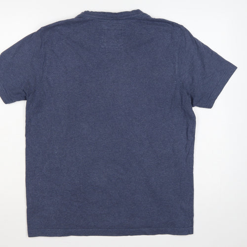 Crew Clothing Co. Men’s Blue V-Neck Logo Jersey T-Shirt Large