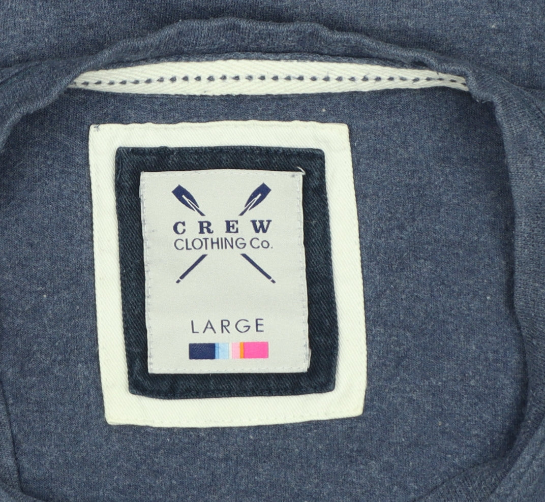 Crew Clothing Co. Men’s Blue V-Neck Logo Jersey T-Shirt Large