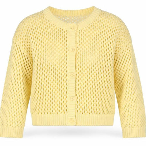 H&M Divided Women Yellow L Open-Knit Button Cardigan Long Sleeve