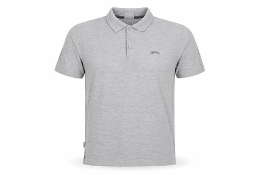 Slazenger Men's Grey L Short Sleeve Polo Shirt Logo Cotton Blend