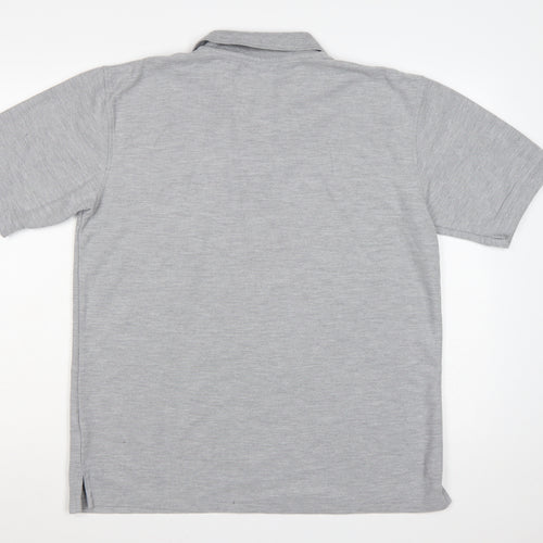 Slazenger Men's Grey L Short Sleeve Polo Shirt Logo Cotton Blend
