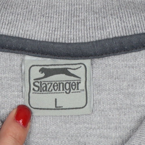 Slazenger Men's Grey L Short Sleeve Polo Shirt Logo Cotton Blend