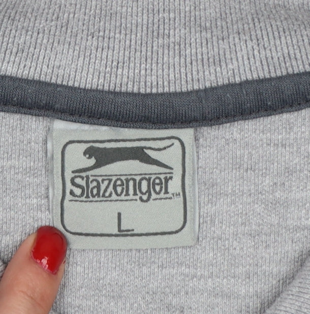Slazenger Men's Grey L Short Sleeve Polo Shirt Logo Cotton Blend