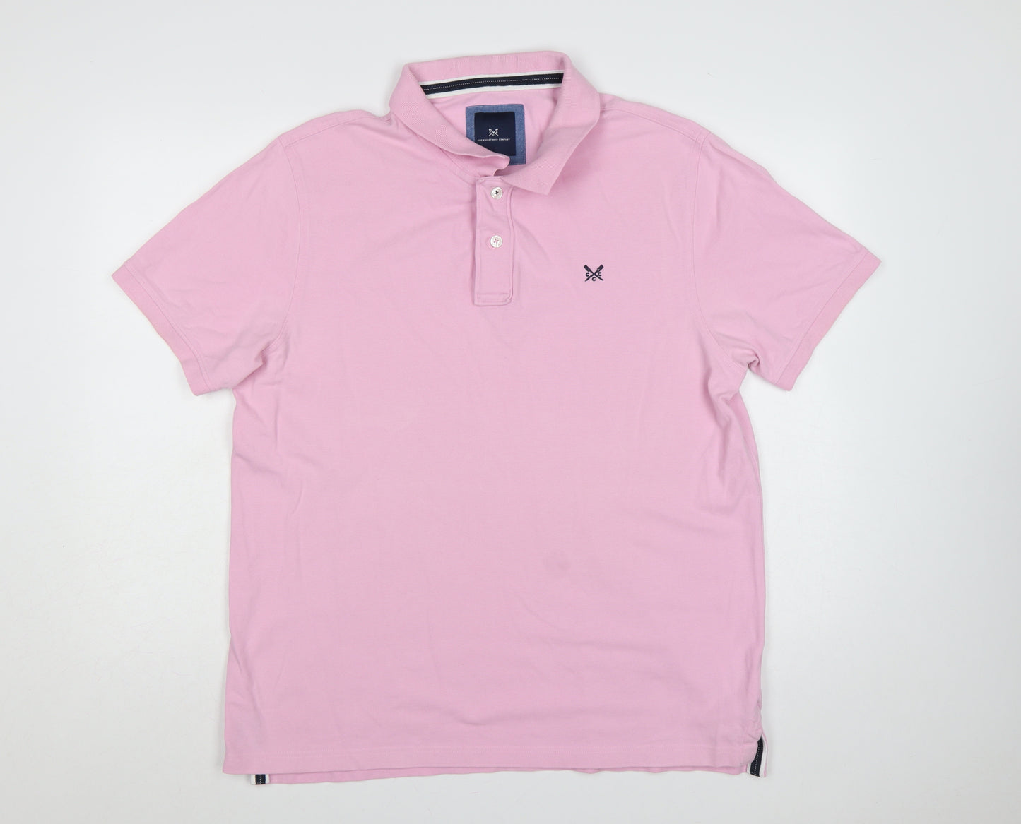 Crew Clothing Company Men’s Pink XL Cotton Logo Short Sleeve Polo