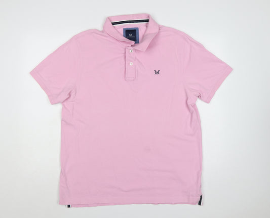 Crew Clothing Company Men’s Pink XL Cotton Logo Short Sleeve Polo