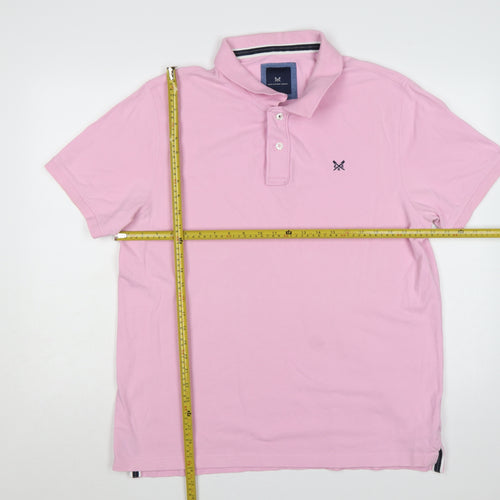 Crew Clothing Company Men’s Pink XL Cotton Logo Short Sleeve Polo