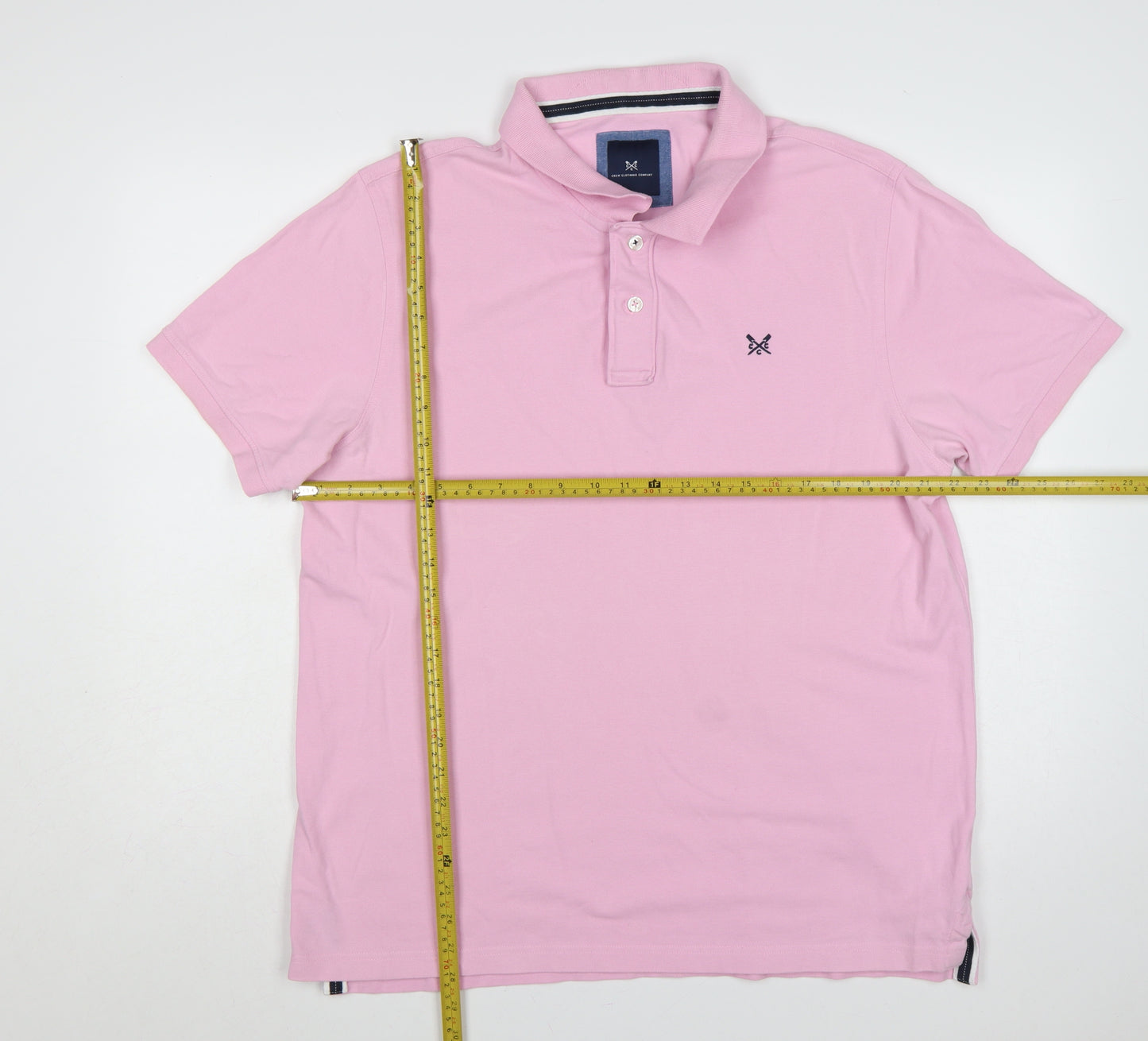 Crew Clothing Company Men’s Pink XL Cotton Logo Short Sleeve Polo