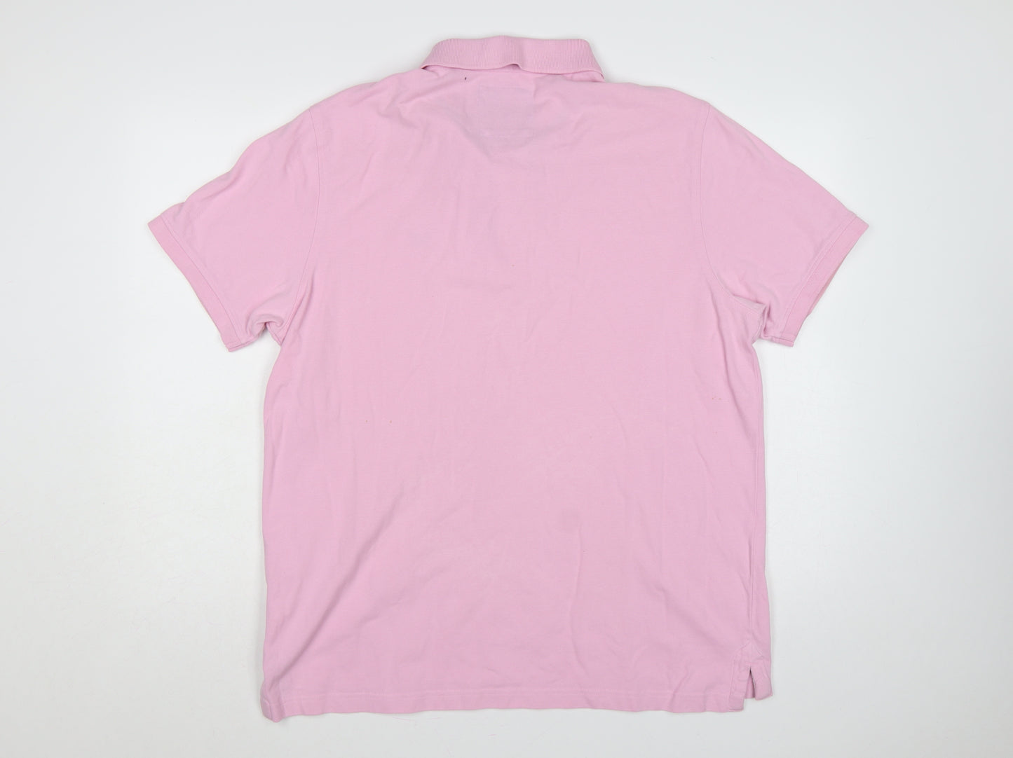 Crew Clothing Company Men’s Pink XL Cotton Logo Short Sleeve Polo
