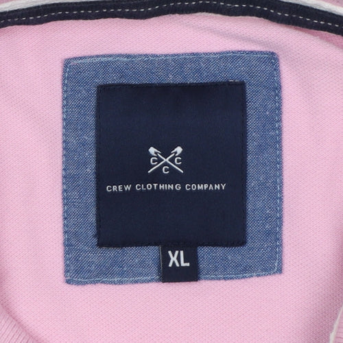 Crew Clothing Company Men’s Pink XL Cotton Logo Short Sleeve Polo