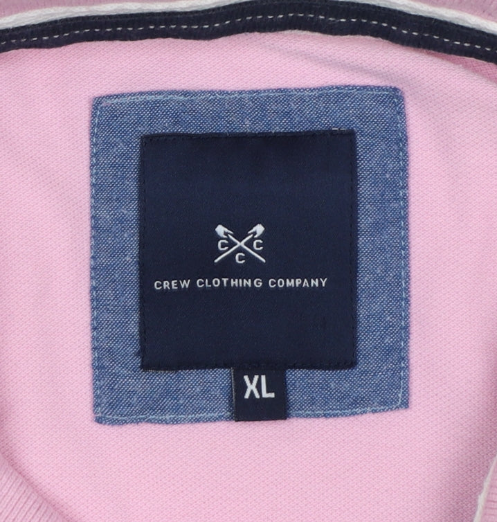 Crew Clothing Company Men’s Pink XL Cotton Logo Short Sleeve Polo
