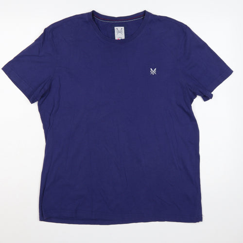 Crew Clothing Co. Men’s Blue Large Logo Crew Neck Cotton T-Shirt