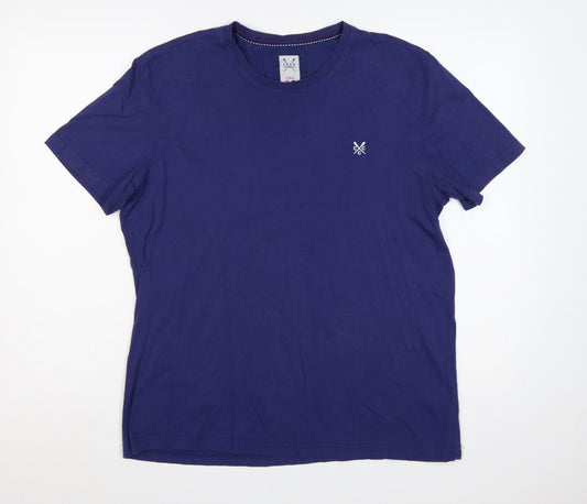 Crew Clothing Co. Men’s Blue Large Logo Crew Neck Cotton T-Shirt