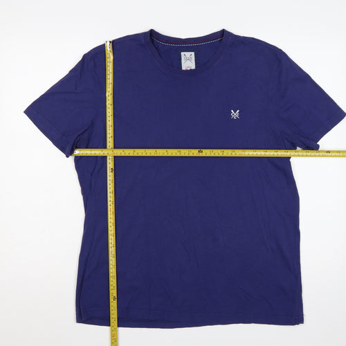 Crew Clothing Co. Men’s Blue Large Logo Crew Neck Cotton T-Shirt