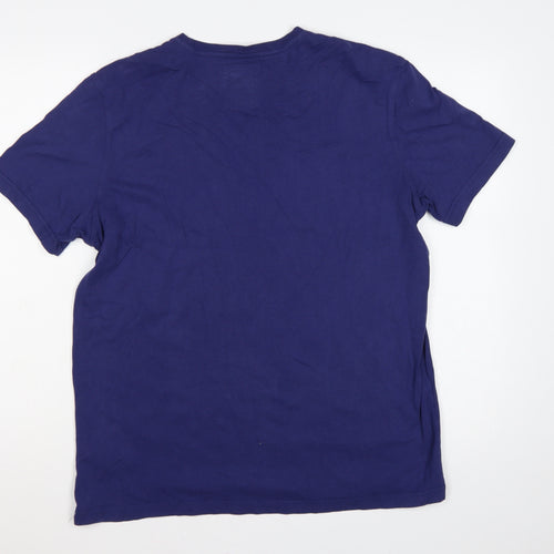 Crew Clothing Co. Men’s Blue Large Logo Crew Neck Cotton T-Shirt