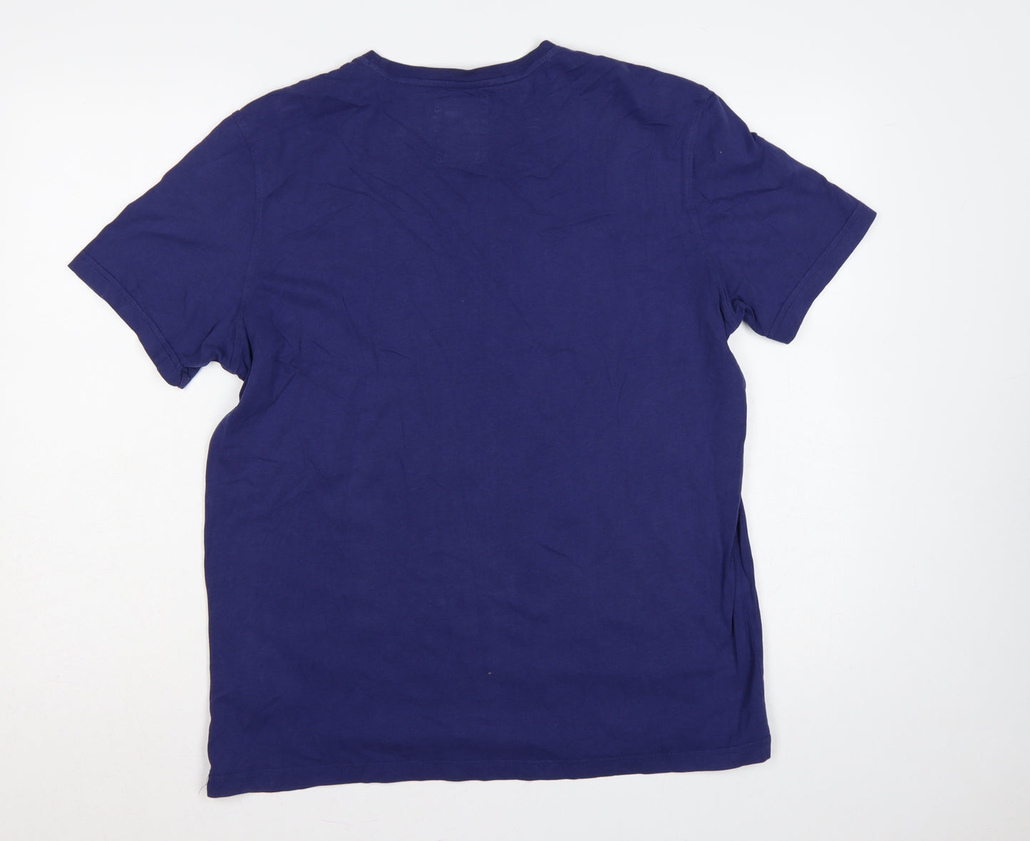 Crew Clothing Co. Men’s Blue Large Logo Crew Neck Cotton T-Shirt