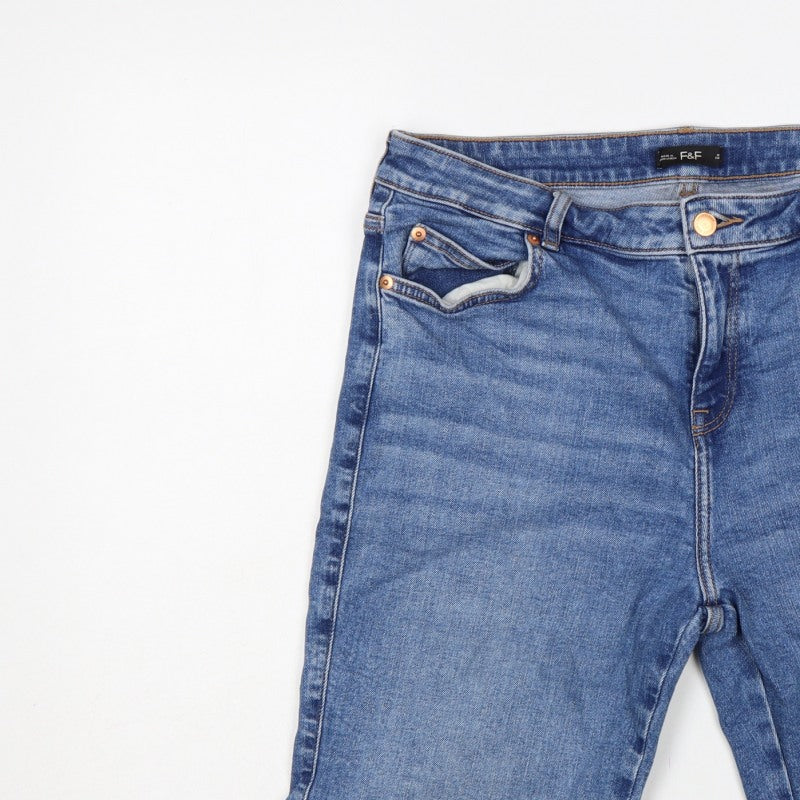 F&F Women’s Blue UK 14 Bermuda Denim Shorts Cuffed 31in Waist