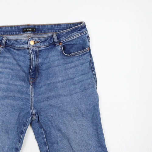 F&F Women’s Blue UK 14 Bermuda Denim Shorts Cuffed 31in Waist
