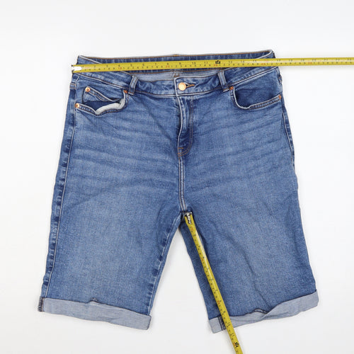 F&F Women’s Blue UK 14 Bermuda Denim Shorts Cuffed 31in Waist