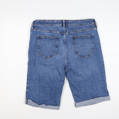 F&F Women’s Blue UK 14 Bermuda Denim Shorts Cuffed 31in Waist