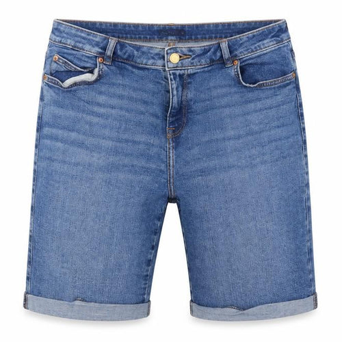 F&F Women’s Blue UK 14 Bermuda Denim Shorts Cuffed 31in Waist