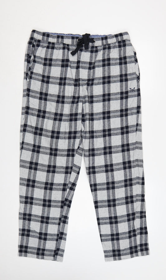 Crew Clothing Company Men Grey L Checked Cotton Pyjama Lounge Pants