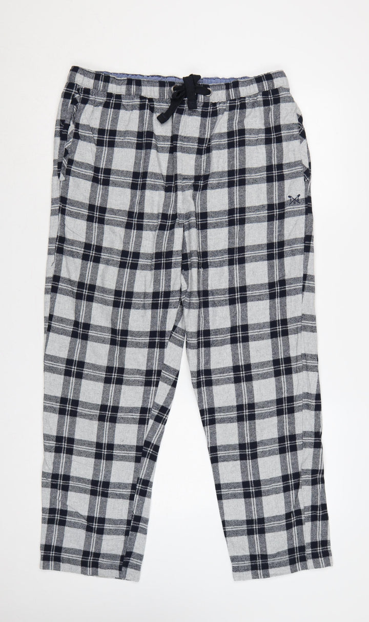Crew Clothing Company Men Grey L Checked Cotton Pyjama Lounge Pants