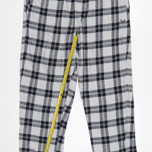 Crew Clothing Company Men Grey L Checked Cotton Pyjama Lounge Pants