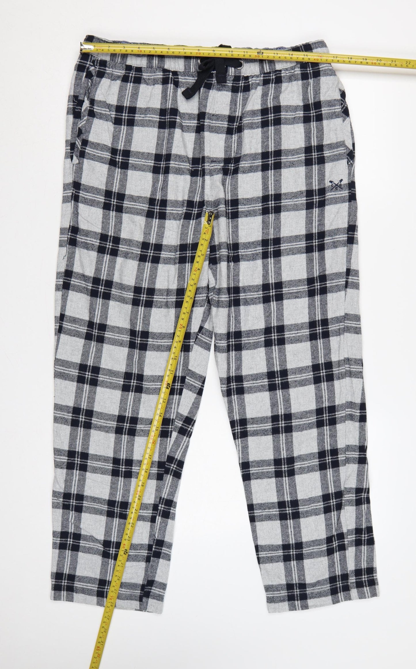 Crew Clothing Company Men Grey L Checked Cotton Pyjama Lounge Pants
