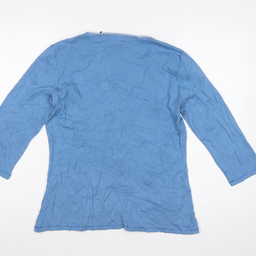 Boden Women’s Blue Size 14 Cotton Jersey Scoop Neck Henley Top