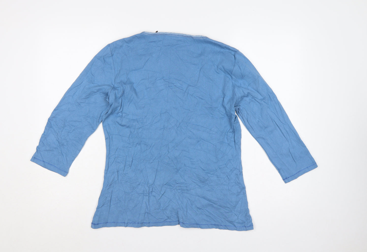 Boden Women’s Blue Size 14 Cotton Jersey Scoop Neck Henley Top