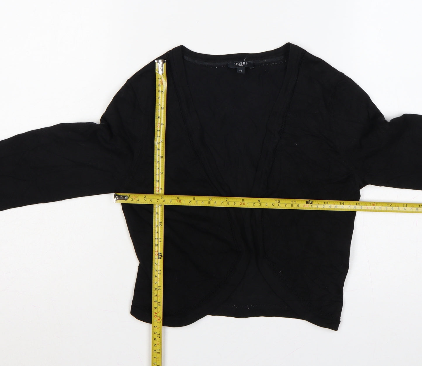 Hobbs Women’s Black Size 10 Open V-Neck Long Sleeve Jersey Cardigan