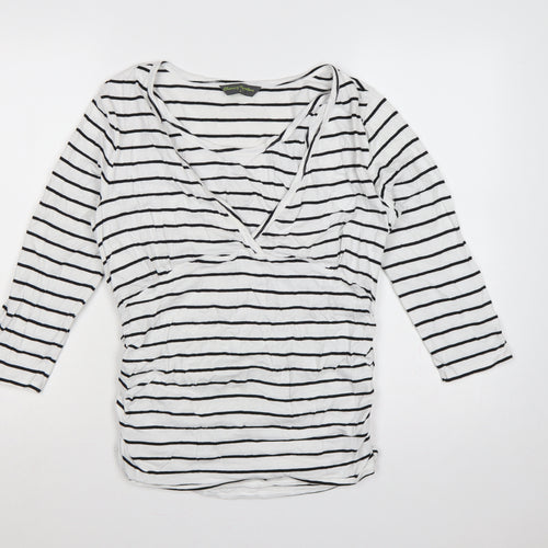 Blooming Marvellous Women White Stripe M Maternity Nursing Wrap Top