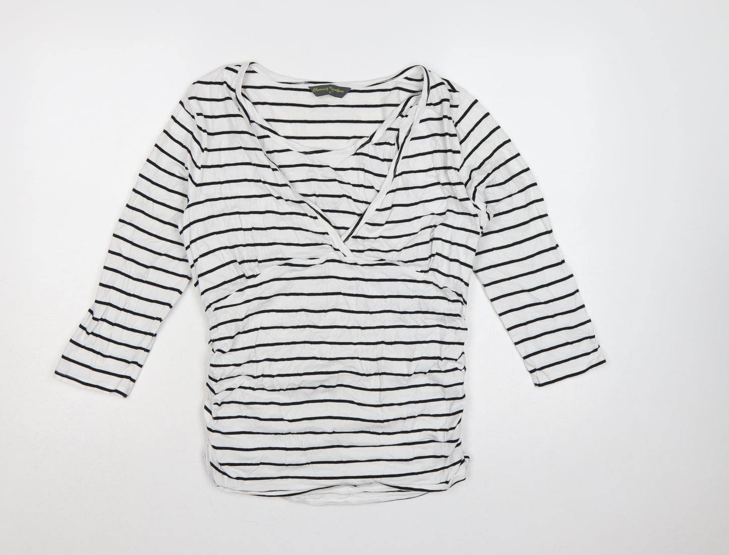 Blooming Marvellous Women White Stripe M Maternity Nursing Wrap Top