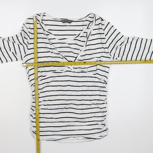 Blooming Marvellous Women White Stripe M Maternity Nursing Wrap Top