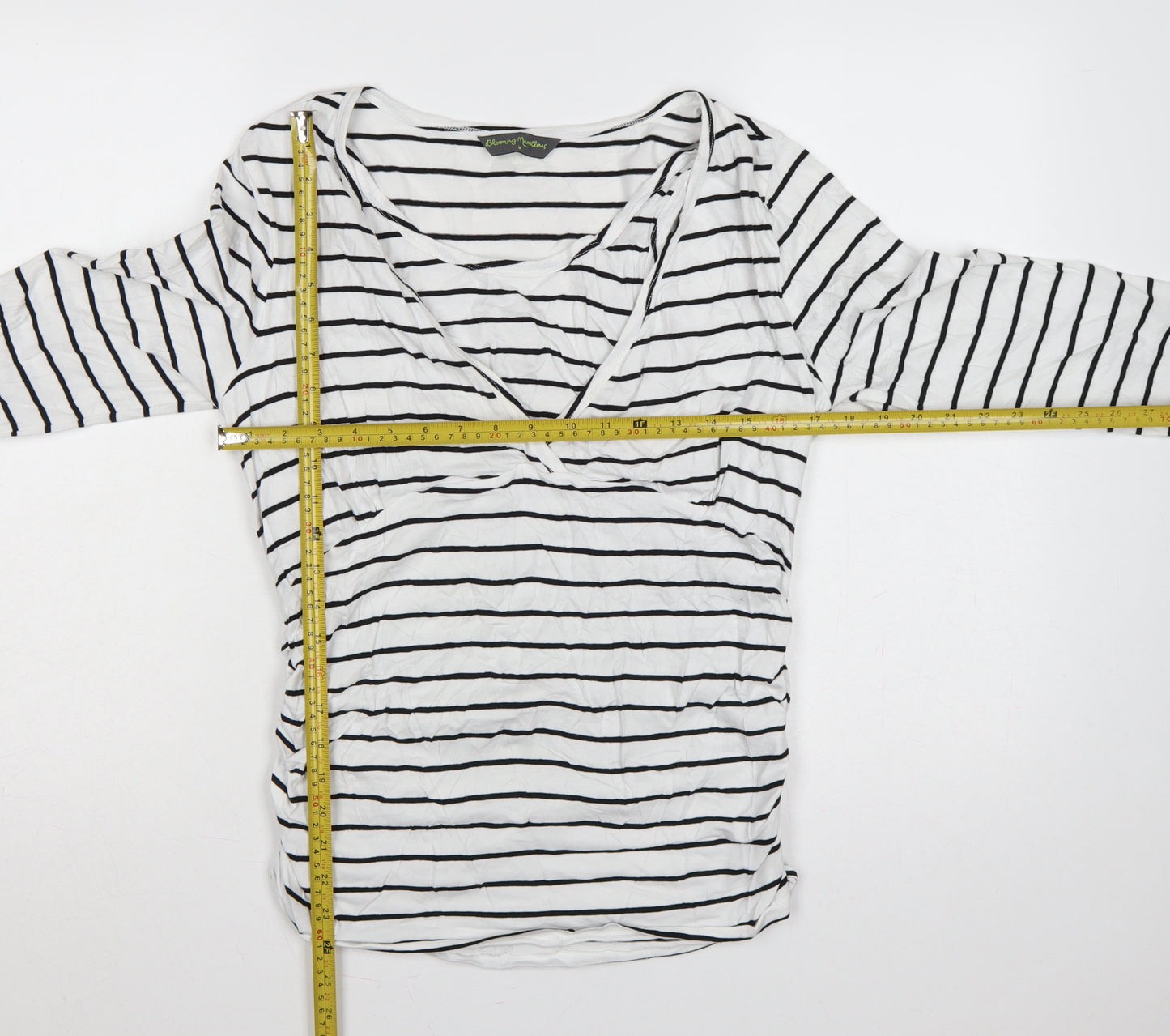 Blooming Marvellous Women White Stripe M Maternity Nursing Wrap Top