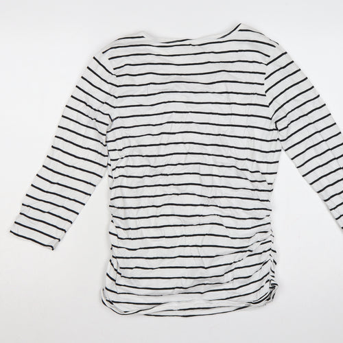 Blooming Marvellous Women White Stripe M Maternity Nursing Wrap Top