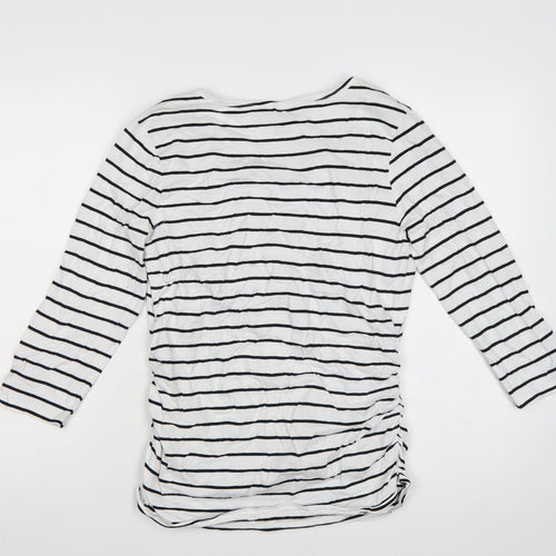 Blooming Marvellous Women White Stripe M Maternity Nursing Wrap Top