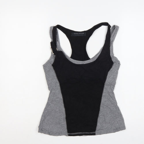 Karen Millen Women Grey Black Colourblock Racerback Camisole Tank Top 10