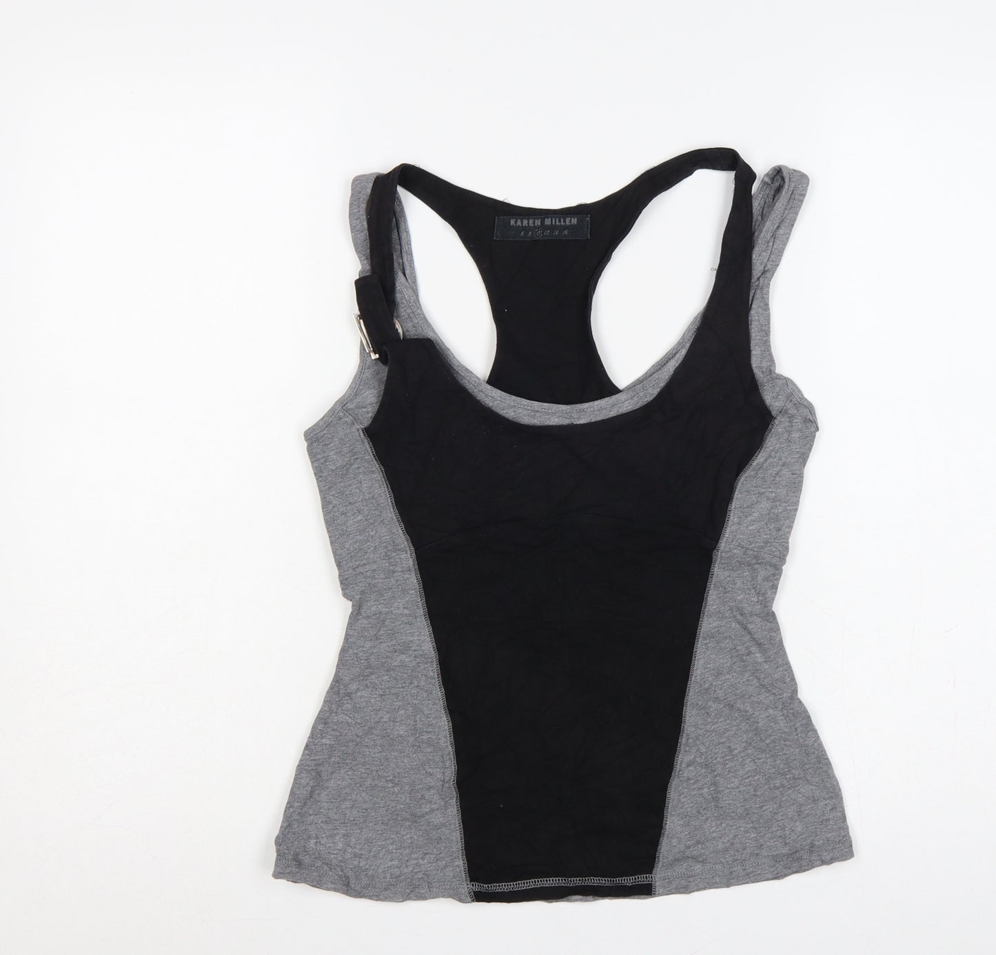 Karen Millen Women Grey Black Colourblock Racerback Camisole Tank Top 10