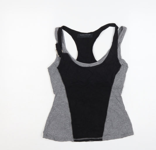 Karen Millen Women Grey Black Colourblock Racerback Camisole Tank Top 10