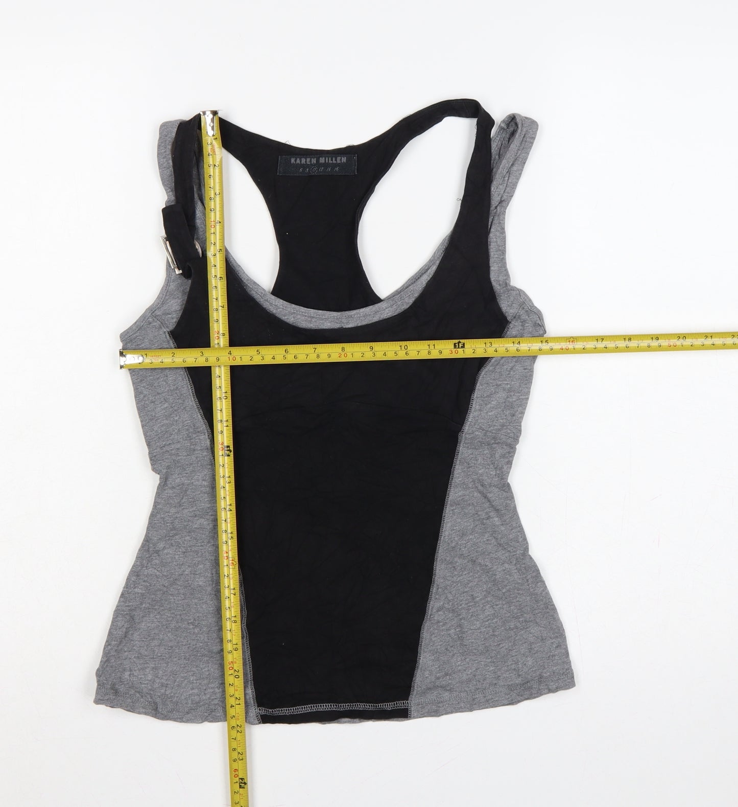 Karen Millen Women Grey Black Colourblock Racerback Camisole Tank Top 10
