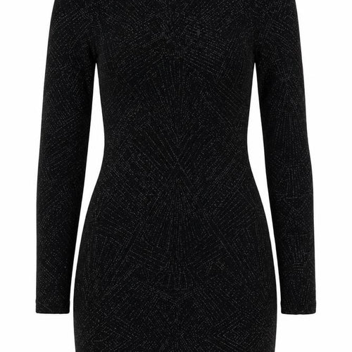 Divided Women Black UK 8 Bodycon Knee Dress Long Sleeve Glitter Cut Out
