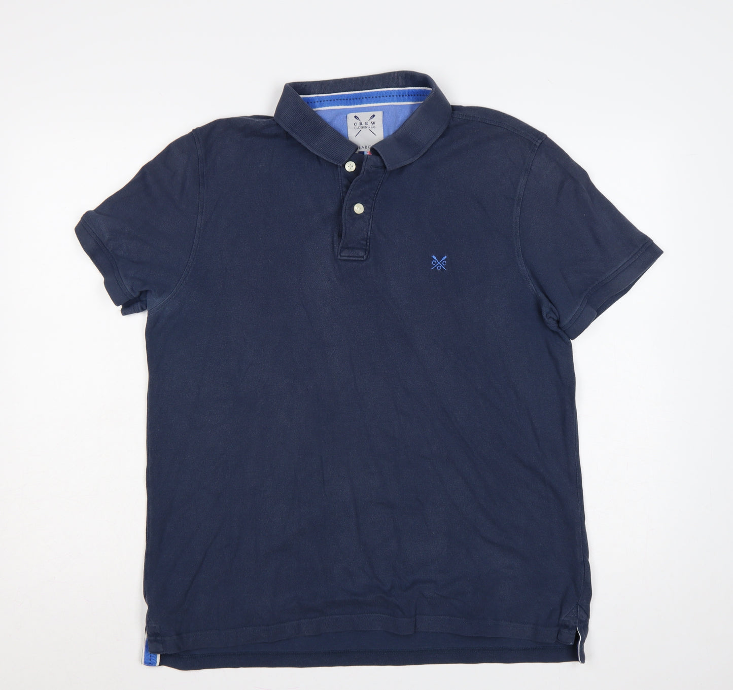 Crew Clothing Co. Men's Blue L Cotton Logo Short Sleeve Polo Shirt