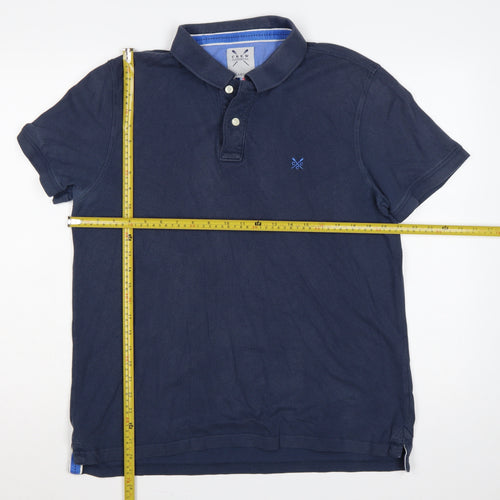 Crew Clothing Co. Men's Blue L Cotton Logo Short Sleeve Polo Shirt