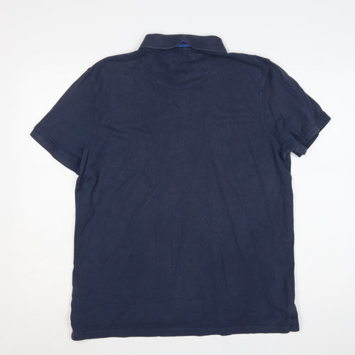 Crew Clothing Co. Men's Blue L Cotton Logo Short Sleeve Polo Shirt