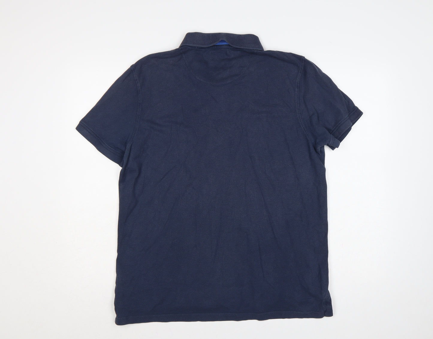 Crew Clothing Co. Men's Blue L Cotton Logo Short Sleeve Polo Shirt