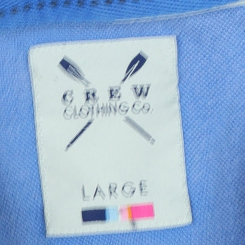 Crew Clothing Co. Men's Blue L Cotton Logo Short Sleeve Polo Shirt